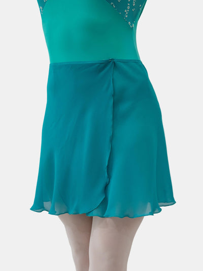 Aquamarine Georgette Wrap Short Dance Skirt MP345 for Women by Atelier della Danza MP
