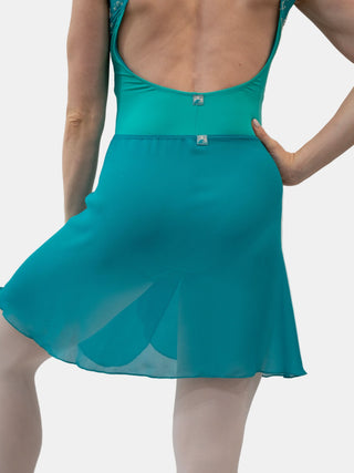 Aquamarine Georgette Wrap Short Dance Skirt MP345 for Women by Atelier della Danza MP
