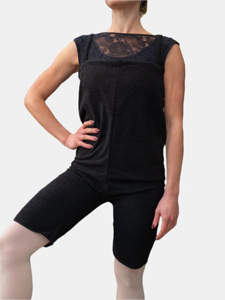 Black Warm-up Dance Romper for Women and Men Atelier della Danza MP
