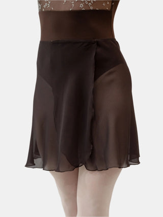Brown Georgette Wrap Short Dance Skirt MP345 for Women by Atelier della Danza MP