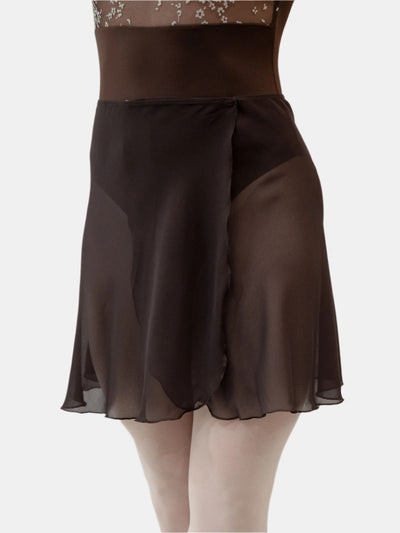 Brown Georgette Wrap Short Dance Skirt MP345 for Women by Atelier della Danza MP