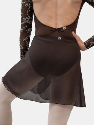 Brown Georgette Wrap Short Dance Skirt MP345 for Women by Atelier della Danza MP