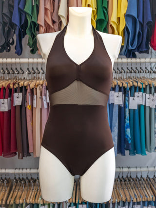Brown Mesh Dance Halter Leotard MP744 for Women by Atelier della Danza MP