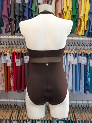 Brown Mesh Dance Halter Leotard MP744 for Women by Atelier della Danza MP