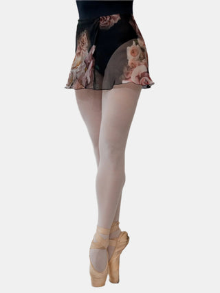 Floral Black Wrap Short Dance Skirt MP302 for Women by Atelier della Danza MP