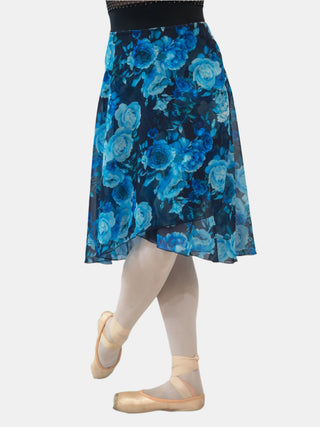 Floral Blue Wrap Long Dance Skirt MP310 for Women by Atelier della Danza MP