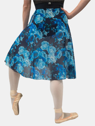 Floral Blue Wrap Long Dance Skirt MP310 for Women by Atelier della Danza MP