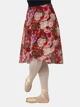 Floral Bordeaux Wrap Long Dance Skirt MP310 for Women by Atelier della Danza MP