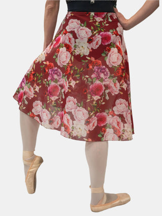 Floral Bordeaux Wrap Long Dance Skirt MP310 for Women by Atelier della Danza MP