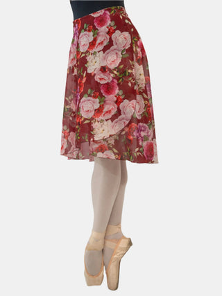 Floral Bordeaux Wrap Long Dance Skirt MP310 for Women by Atelier della Danza MP