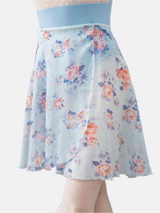 Floral Sky Blue Wrap Long Dance Skirt MP339 for Women by Atelier della Danza MP