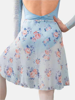 Floral Sky Blue Wrap Long Dance Skirt MP339 for Women by Atelier della Danza MP