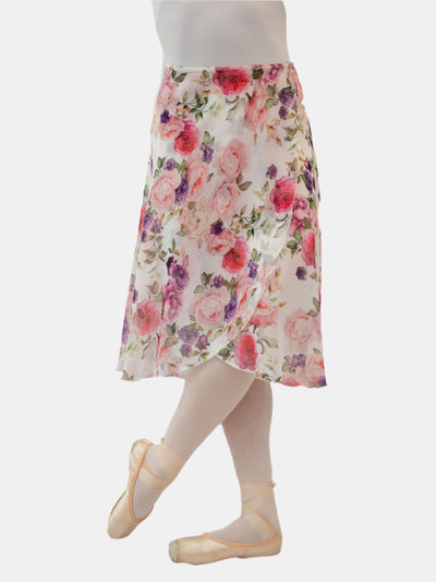 Floral White Wrap Long Dance Skirt MP355 for Women by Atelier della Danza MP