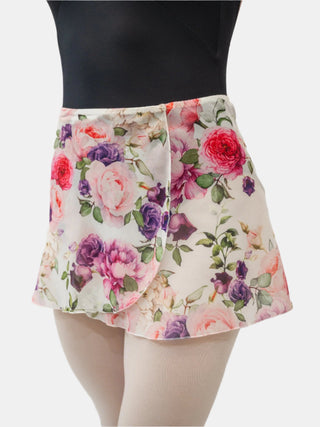 Floral White Wrap Short Dance Skirt MP302 for Women by Atelier della Danza MP