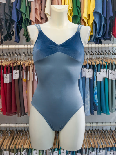 Powder Blue Velvet Dance Spaghetti Straps Leotard MP201 for Women by Atelier della Danza MP
