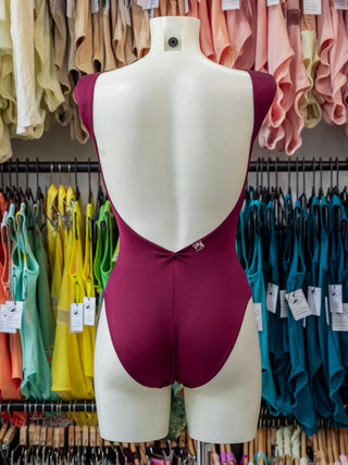 Red-Purple Boat Neck Lace Dance Leotard for Women by Atelier della Danza MP