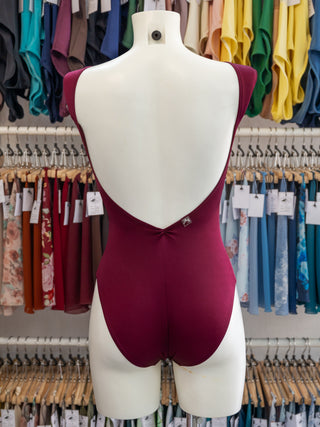 Red-purple Boat Neck Velvet Dance Tank Leotard for Women by Atelier della Danza MP