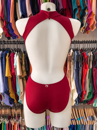 Bordeaux High Neck Dance Leotard for Women in Lycra by Atelier della Danza MP