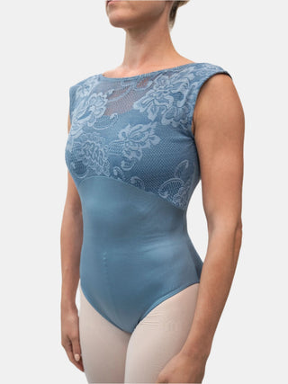 Powder Blue Boat Neck Lace Dance Leotard for Women by Atelier della Danza MP