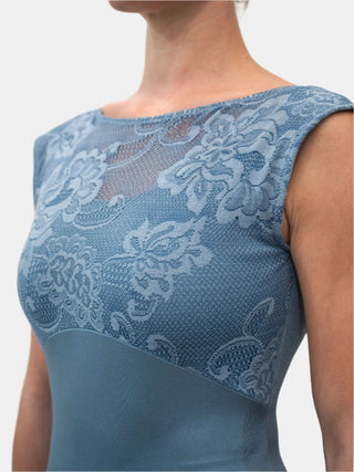 Powder Blue Boat Neck Lace Dance Leotard for Women by Atelier della Danza MP