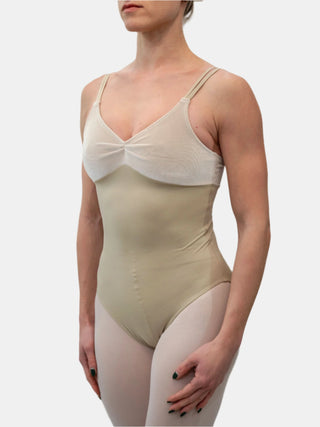 Beige Velvet Dance Spaghetti Straps Leotard MP201 for Women by Atelier della Danza MP 