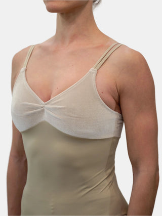 Beige Velvet Dance Spaghetti Straps Leotard MP201 for Women by Atelier della Danza MP 