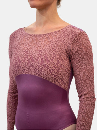 Berry Lace Dance Long Sleeve Leotard for Women by Atelier della Danza MP