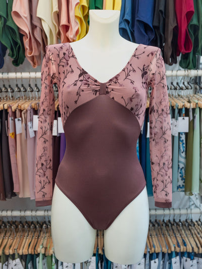 Berry Floral Mesh Dance Long Sleeve Leotard MP655 for Women by Atelier della Danza MP