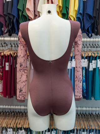 Berry Floral Mesh Dance Long Sleeve Leotard MP655 for Women by Atelier della Danza MP