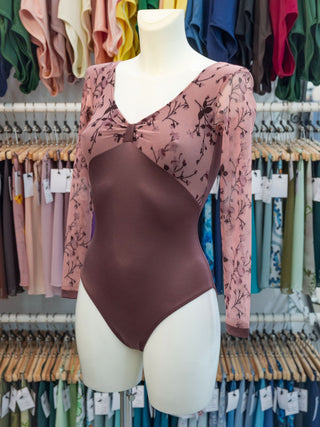 Berry Floral Mesh Dance Long Sleeve Leotard MP655 for Women by Atelier della Danza MP