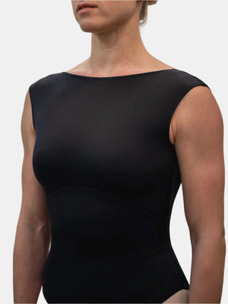 Black Boat Neck Dance Tank Leotard for Women by Atelier della Danza MP