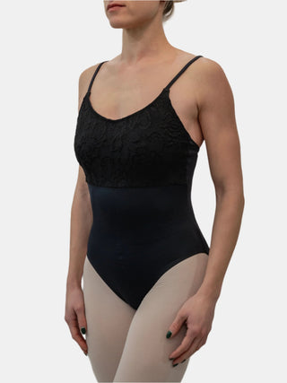 Black Lace Dance Spaghetti Straps Leotard for Women by Atelier della Danza MP