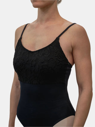 Black Lace Dance Spaghetti Straps Leotard for Women by Atelier della Danza MP