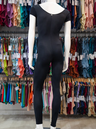 Black Short Sleeve Dance Footless Unitard MP472 for Men by Atelier della Danza MP