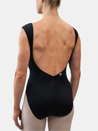 Black Boat Neck Velvet Dance Tank Leotard for Women by Atelier della Danza MP