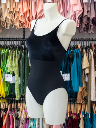 Black Velvet Dance Spaghetti Straps Leotard for Women by Atelier della Danza MP