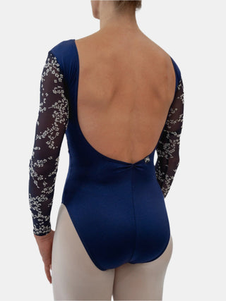 Blue Flock Long Sleeve Dance Leotard for Women by Atelier della Danza MP