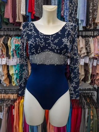 Blue Flock Long Sleeve Dance Leotard for Women by Atelier della Danza MP