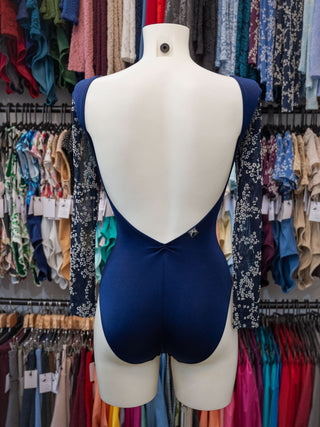 Blue Flock Long Sleeve Dance Leotard for Women by Atelier della Danza MP