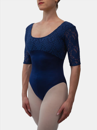 Blue Lace Dance 3/4 Sleeve Leotard for Women by Atelier della Danza MP