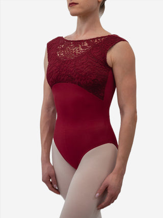 Bordeaux Boat Neck Lace Dance Leotard for Women by Atelier della Danza MP