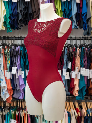 Bordeaux Boat Neck Lace Dance Leotard for Women by Atelier della Danza MP