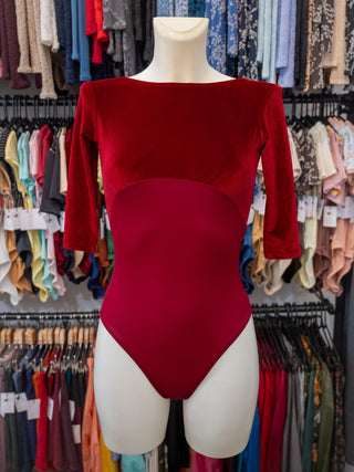 Bordeaux Velvet Dance 3/4 Sleeve Leotard for Women by Atelier della Danza MP