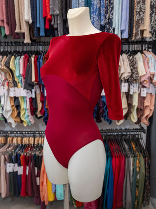 Bordeaux Velvet Dance 3/4 Sleeve Leotard for Women by Atelier della Danza MP