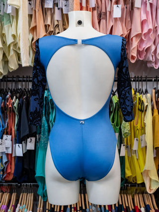 Bright Blue Flock Dance 3/4 Sleeve Leotard for Women by Atelier della Danza MP