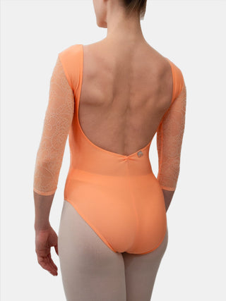 Bright Peach Dance 3/4 Sleeve Leotard for Women by Atelier della Danza MP