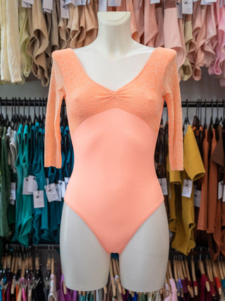 Bright Peach Dance 3/4 Sleeve Leotard for Women by Atelier della Danza MP