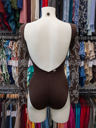 Brown Flock Long Sleeve Dance Leotard for Women by Atelier della Danza MP