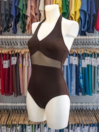 Brown Mesh Dance Halter Leotard MP744 for Women by Atelier della Danza MP
