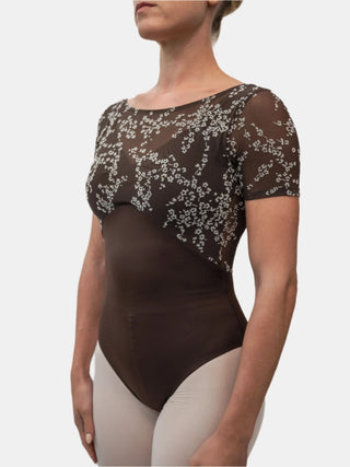 Brown Dance Short Sleeve Leotard for Women by Atelier della Danza MP